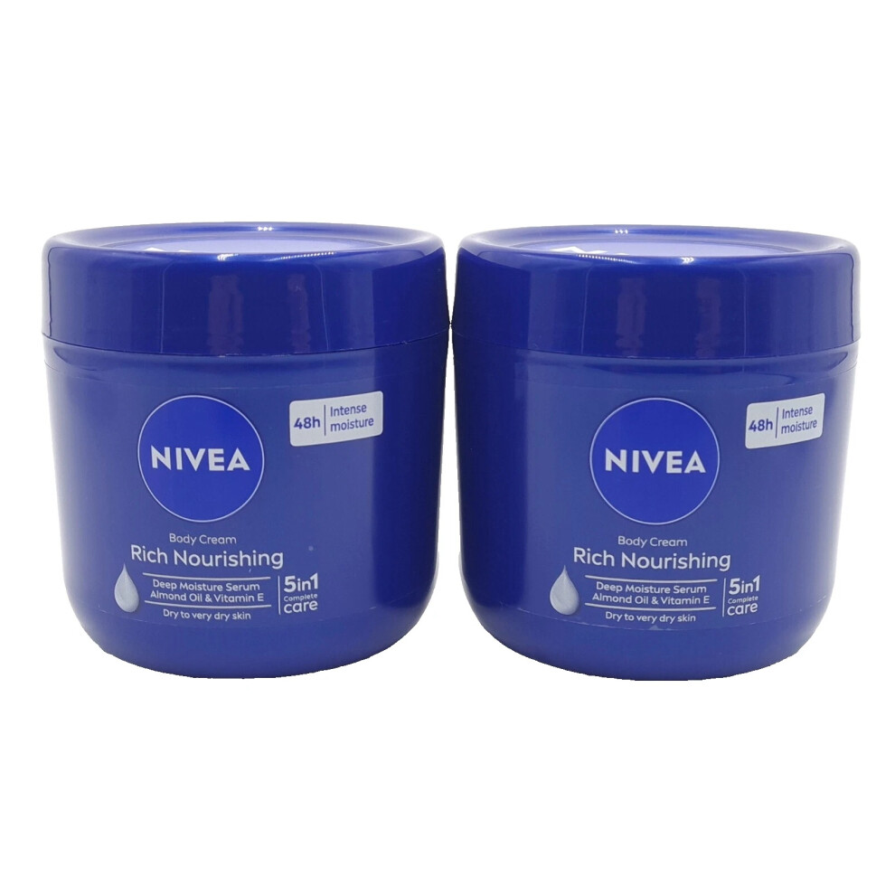 Nivea X2 Rich Nourishing Body Dry Skin Almond Oil 400Ml Tub Cream