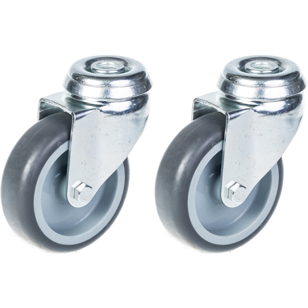 75Mm 3" Castor Grey Rubber Tyre, Swivel, 120Kg Capacity, Set Of 2 5056116820495