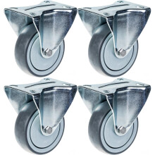 100mm 4" Rolle grau gummibereift feststehend stark 440kg Kapazität, 4er Set