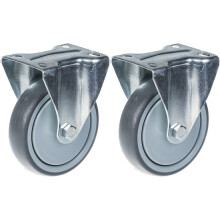 125 mm 5" Lenkrolle grau gummibereift feststehend stark 260 kg Tragkraft, 2er Set