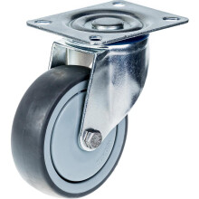 80mm 3" Rolle grau gummibereift drehbar stark 80kg Kapazität
