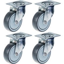 80mm 3" Rolle grau gummibereift drehbar stark 320kg Kapazität, 4er Set