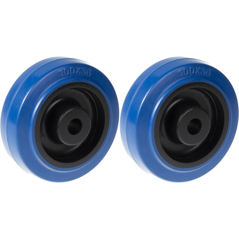 100Mm 4" Wheel Blue Rubber With Nylon Centre Strong 300Kg Capacity, Set Of 2 5056116821645
