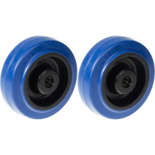 Rueda 125mm 5" caucho azul con centro de nylon rodamiento inoxidable 400kg, juego de 2