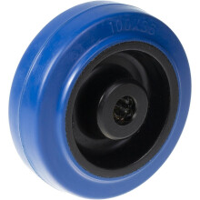Rueda de 125 mm con goma elástica azul sobre centro de nailon