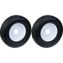 Pneu de borracha para roda de 16" de 400 mm, jante de 4 pinos com capacidade para 1000 kg, conjunto de 2