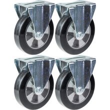 200mm 8" ruedas fijas de caucho negro 1400kg de capacidad, juego de 4