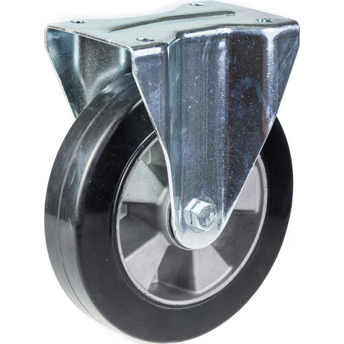 Parnells 200mm Bockrolle mit schwarzem Elastikgummi auf Aluminium-Mittelrad