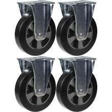 200mm 8" ruedas fijas de caucho negro capacidad 1800kg, juego de 4