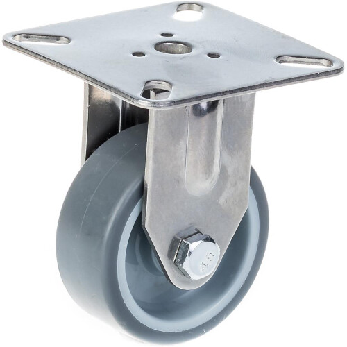 Parnells 50mm 2" stainless steel castor grey rubber, fixed, 40kg
