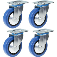 125mm 5" ruedas giratorias de goma azul fuerte capacidad 800kg, juego de 4