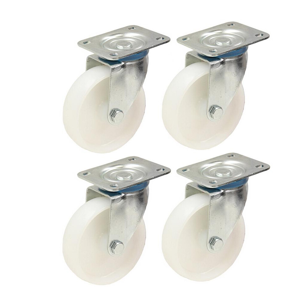 80mm 3" inch nylon castors - heavy duty swivel castor set 120kg each - set of 4