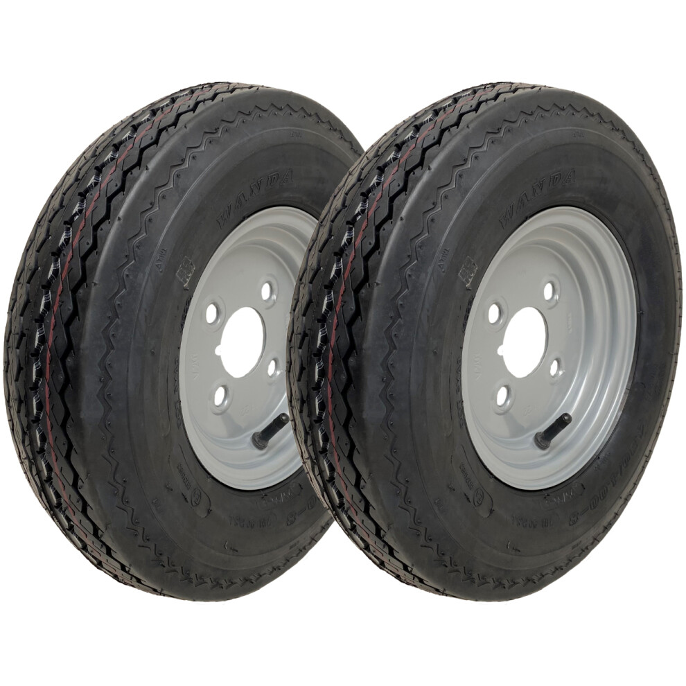 Parnells 4.80/4.00-8 Road Legal, High Speed Wheels 338Kgs, 400 8, 6Ply, 4" Pcd - Set Of 2