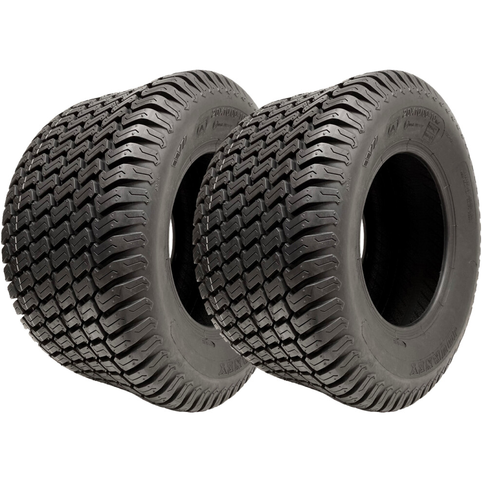 Parnells 20X10.00-10 Lawnmower Tyres 4-Ply Multi Turf Grass P332 Road Legal (Set Of 2)