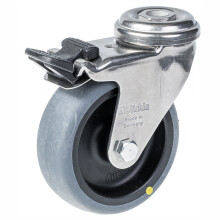 Rueda giratoria/freno de acero inoxidable de 75 mm con termoconductor eléctrico gris