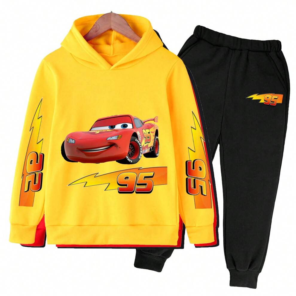 (4, 110cm) 2025 New Disney Cars Kids Lightning McQueen Cartoon Print Kids Hoodie Pants Anime Kawaii Top Casual Boys & Girls Series-image-OPC-PJN6Q77-NEW