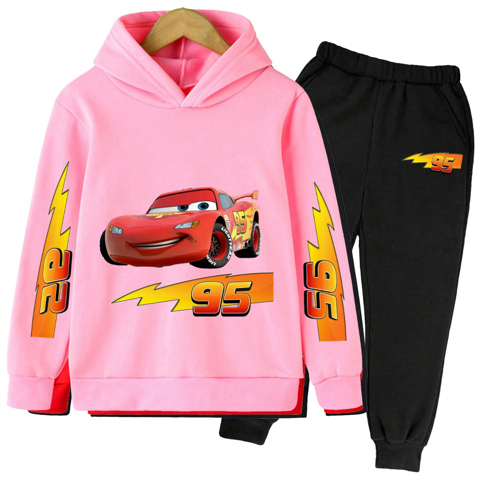 (2, 160cm) 2025 New Disney Cars Kids Lightning McQueen Cartoon Print Kids Hoodie Pants Anime Kawaii Top Casual Boys & Girls Series-image-OPC-PJN6Q7C-NEW