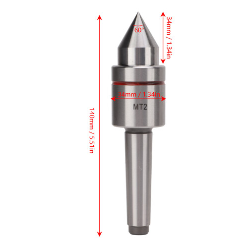 Centro vivo MT2 140 mm HCS 60 Herramienta de torno 2
