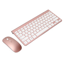Conjunto de teclado y ratón inalámbricos de 78 teclas, 2,4 GHz, color oro rosa