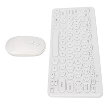Teclado y ratón inalámbricos 2.4G con tapas de teclas blancas y redondas