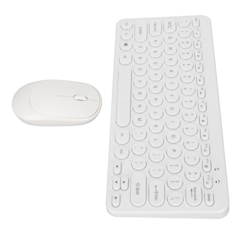 Wireless Keyboard Mouse Combo 2.4G Ergonomic Silent White