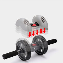 Automatischer Rebound Bauchroller Doppelte Räder Bauchmuskel-Trainingsgeräte für Männer und Frauen Anfänger Innen- und Außenbereich Grau
