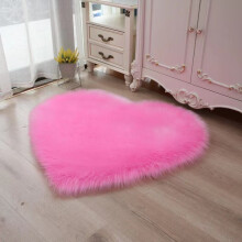 (Bright pink, 30*40 CM) The heart-shaped carpet is comfortable and soft for the bedroom, living room, bedside, room, bay window, hotel and guesthouse floor MATS