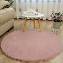(Lotus pink color, 140cm) Solid-color carpet, living room sofa, computer chair, floor mat, bedroom, children's room, round faux rabbit fur round carpet