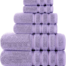 (Lavender purple, Three-piece set) Pure cotton gift bath towel set, soft long-staple cotton, hotel bathroom, home and household