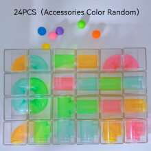 (24 PCS pipe building blocks) Colorful Transparent Pipe-Shaped Building Blocks - Cognitive Developmental Toys for Toddlers, Early Learning & Logic Skills, Interactive Family Games