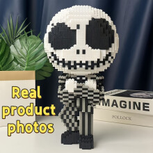 3185pcs Christmas Jack Skellington Building Blocks - 3D Halloween Decor, Mixed Colors, Durable Plastic, Movie-Themed Party Favors