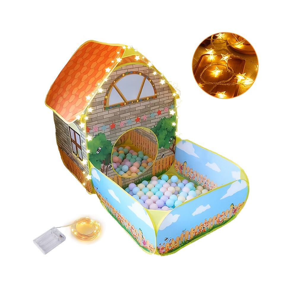 (Double Section Garden   300cm Star String Lights) Large Foldable Children's Tent Garden Villa with Star Lights | Indoor and Outdoor Playhouse for Boy-image-OPC-PJN7Q76-NEW