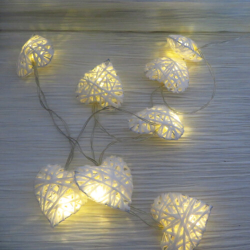 10LED Warm Romantic Heart Shaped Rattan Ball 2