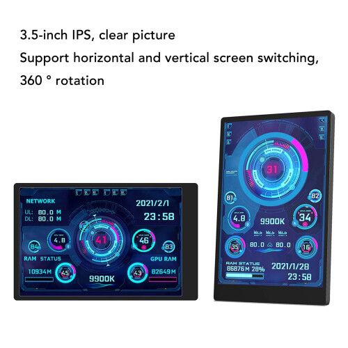 Monitor compacto de 3,5 pulgadas IPS USB de datos y temperatura para PC, CPU, RAM y panel de sensores. 2