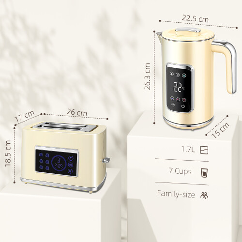 Homcom HOMCOM 1.7L 3000W Boil Kettle and Toaster Set 2