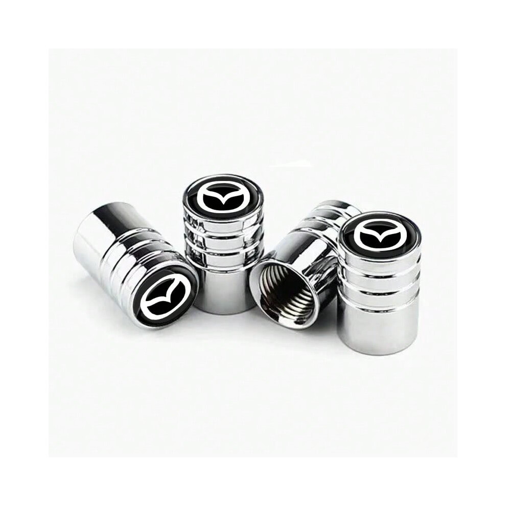 (Round Silver) 4Pcs Car Valve Caps Wheel Tires Air Tyre Stem Protective Cover For Mazda 3 5 6 323 626 CX-3 CX-4 CX-5 CX-7 CX-9 Axela 6 RX8 7 MX-image-OPC-PJN8JZR-NEW