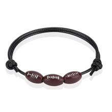 20 Stück Sportball-Armbänder Fußball Baseball Rugby Perlen-Armbänder Verstellbarer Wachskord Inspirierende Sportball-Handgelenkbander Gesch