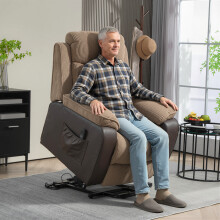 HOMCOM Power Lift Riser Recliner Chair with Remote - Brown, 150 Lift & Recline, USB, Side Pockets | Model 713-178V70BN