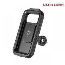(L for Handlebar) 2025 Waterproof Case Motorcycle Bicycle Phone Holder Stand Bag Quick Mount Support Moto Bike Handlebar Bracket For Xiaomi iPhone