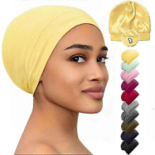 (Lemon) 2025 Bonnet Silk Bonnet For Sleeping Satin Bonnet Hair Bonnets Black Women Silk Sleep-Good
