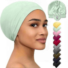 (Mint) 2025 Bonnet Silk Bonnet For Sleeping Satin Bonnet Hair Bonnets Black Women Silk Sleep-Good