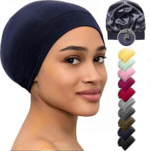 (Navy) 2025 Bonnet Silk Bonnet For Sleeping Satin Bonnet Hair Bonnets Black Women Silk Sleep-Good