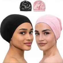 (Black and Light Pink) 2025 Bonnet Silk Bonnet For Sleeping Satin Bonnet Hair Bonnets Black Women Silk Sleep-Good
