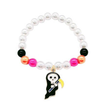 (F) 2025 Halloween Party Favors Kids Halloween Hand Beaded Hand Decorated Pumpkin Halloween Orange Bracelet