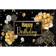 (A) 2025 ZHOUBA Happy Birthday Backdrop Banner Background Cloth Photo Props Party Decoration