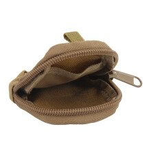 Mini bolsa redonda para llaves de nylon 1000D, 8,5 x 6,5 x 2,5 cm, beige