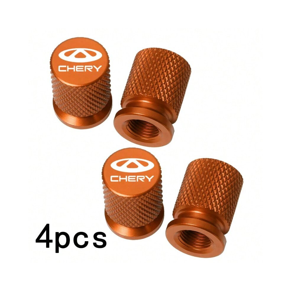 (Orange) 4pcs Car Wheel Tire Valve Caps Tyre Stem Covers Airdust Waterproof For Chery Tiggo 2 3 4 7 8 Pro QQ Iq Fulwin Blossom Fulwin-image-OPC-PJN967J-NEW