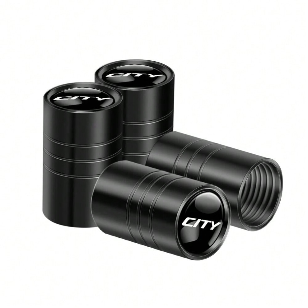 (JS black-City) 4Pcs Metal Car Wheel Tire Valve Air Stem Cap Cover For Honda Hrv Jazz City Fit Accord 7 Crv Odyssey Civic Pilot RR Spirior Mugen-image-OPC-PJN969H-NEW