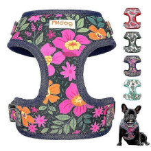 (M:Chest 45-63cm, Floral) 2025 Cute Printing Pet Harness for Dogs Small Medium Pet Vest Adjustable Mesh Padded