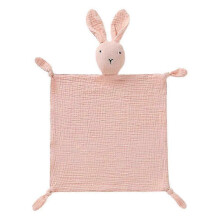(Powder) 2025 Cotton muslin rabbit safety blanket soft and breathable baby gift for boys and girls